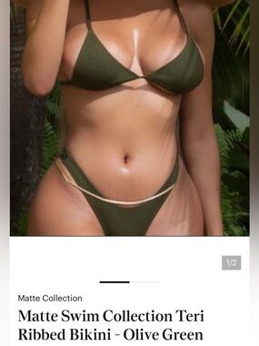 MATTE Collection Teri Ribbed Bikini - Olive Green